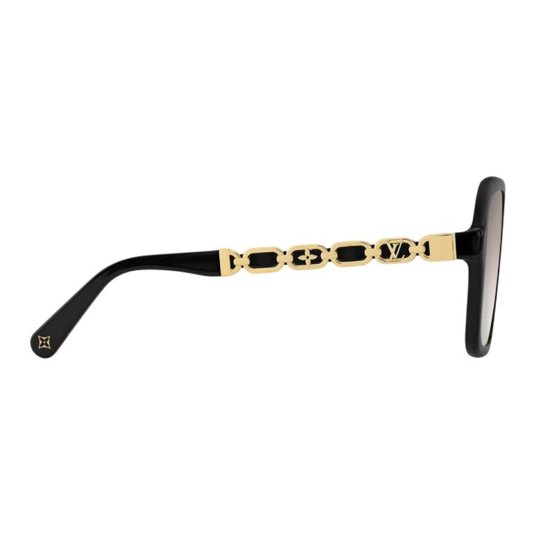 Louis Vuitton Full Frame Design Square Acetate Metal Leather Sunglasses Women sunglasses Black Z2648E