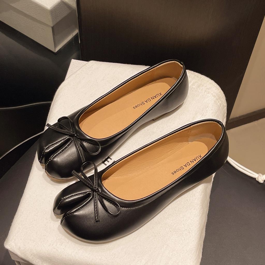 Летние женские таби ниндзя с бантом, шлепанцы с носком-копытцем, ленивые мокасины-лоферы с разделенным носком