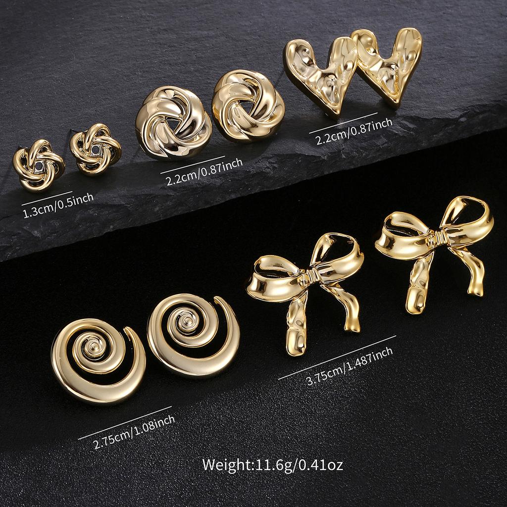 Hot-selling geometric hollow love bow stud earrings set personalized creative resin exaggerated earrings women