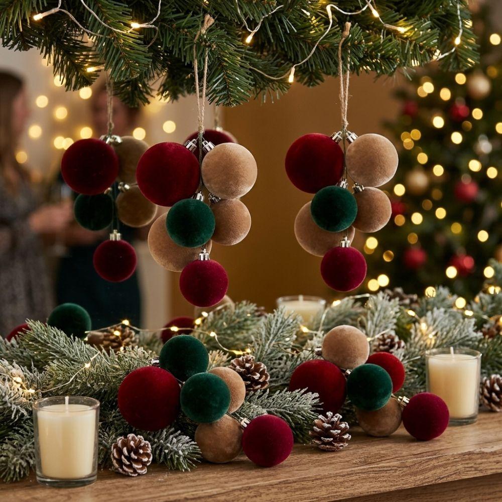 4Pcs Shatterproof Christmas Tree Ball Cluster Decor Plastic Christmas Ball Strings  Christmas Party