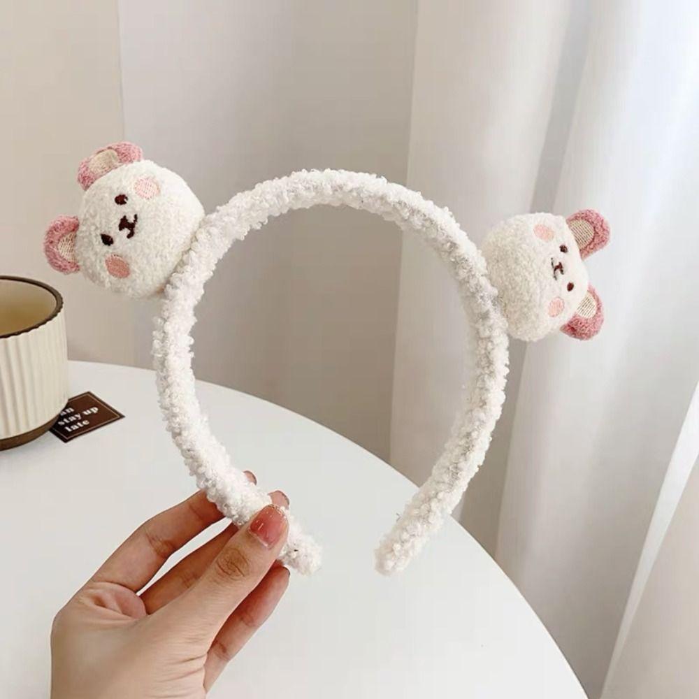 Colorful Cartoon Plush Headband Non-slip Plush Hairband Cute Bear Plush Headband  Makeup