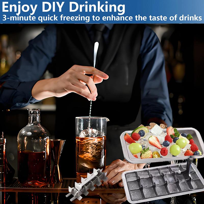 JQW-5588 Food-Grade Metal Ice Mold for Whiskey & Cocktails | Fast Freeze & Easy Twist Release 304 Stainless Steel Ice Cube Tray