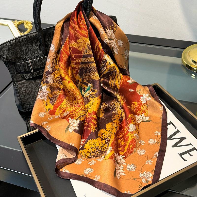 Новый 100% Натуральный Шарф из Натурального Шелка Женский Платок Бандана Квадратные Шарфы Палантин Косынка Тутовый Весенняя Мода Роскошный Высокое Качество Хиджаб