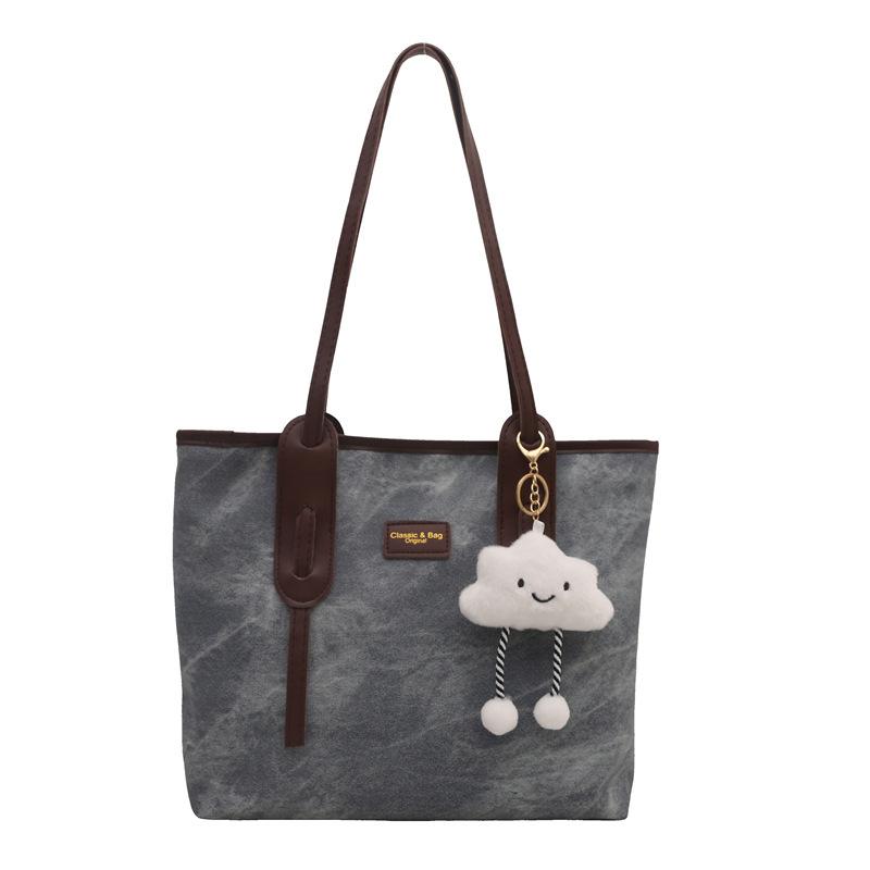 Ретро-сумка-тоут большой вместимости, женская модная фактурная сумка на плечо, простая рабочая сумка для поездок на работу, сращивание