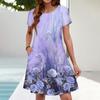 Summer Dresses For Women Beach Floral Sundress Short Sleeve Pockets Casual Tshirt Dress