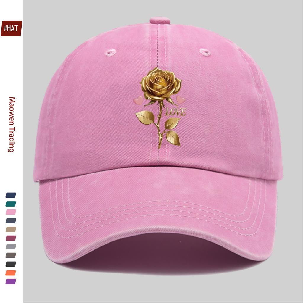 Шт. шт. для мужчин Женщин Регулируемая Snapback Тракер Кепка Золото Роза Принт Бейсболка Винтаж Стирка Легкая Suitab