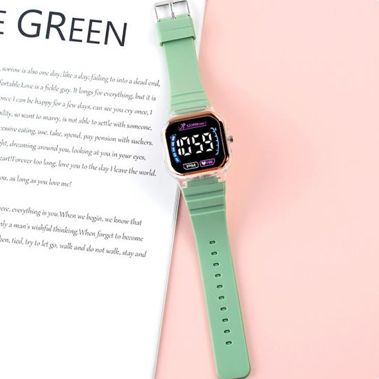 Electronic Watch Luminous Life Waterproof Square Dial Student Sports LED Digital Wrist Watch for Daily Wear