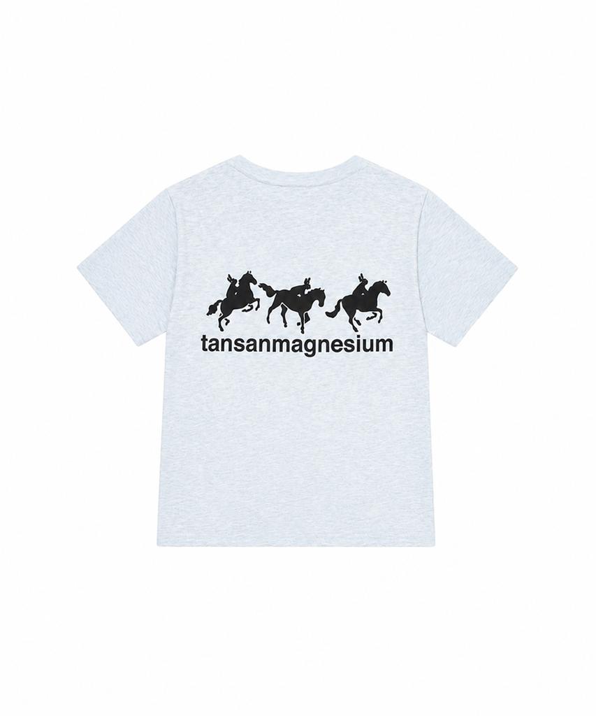 Футболка с изображением лошади и кролика Tansanmageunesyum (Небесно-голубой/Черный)