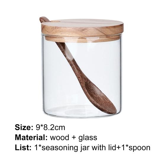 Коробка для приправ, деревянная крышка, кухонные принадлежности, стекло, сахар, сухое молоко, специи, чехол для хранения для дома