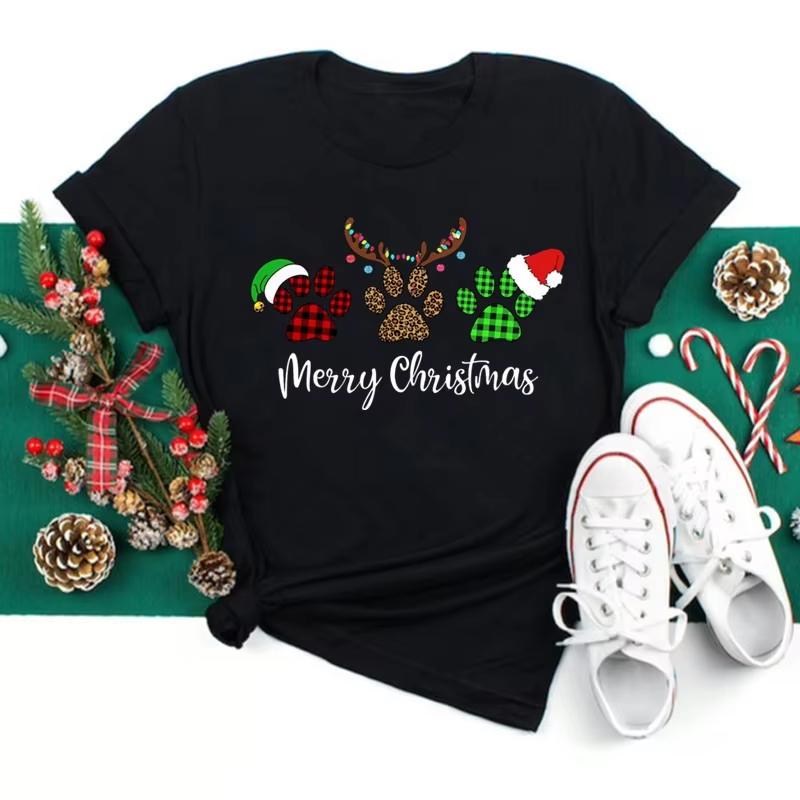 Womens Christmasthemed Printed Tshirts Casual and Simple Style Perfect for Womens Holiday Outfits