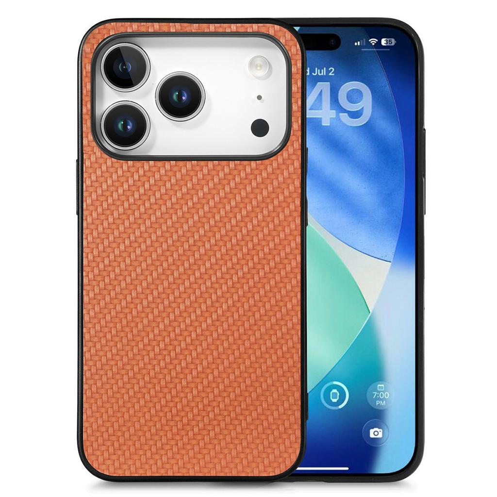 For iPhone 17 Pro Case Carbon Fiber Texture PU Leather + PC + TPU Phone Cover