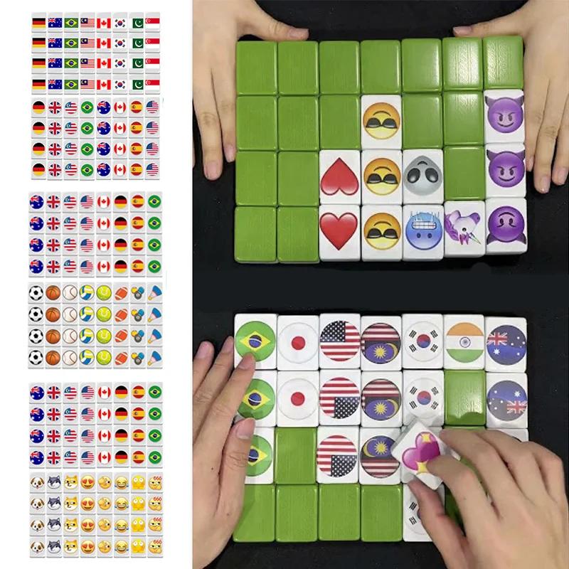 64 блока Seaside Escape Mahjong Game Tiktok Популярная игра Double With Pattern Of Flag Play Party Puzzle Toy Fun Game Gift