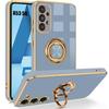 Case for Samsung Galaxy A53 5G, Liquid Silicone Shockproof Protective Case, 360° Rotating Ring Holder Design - Blue