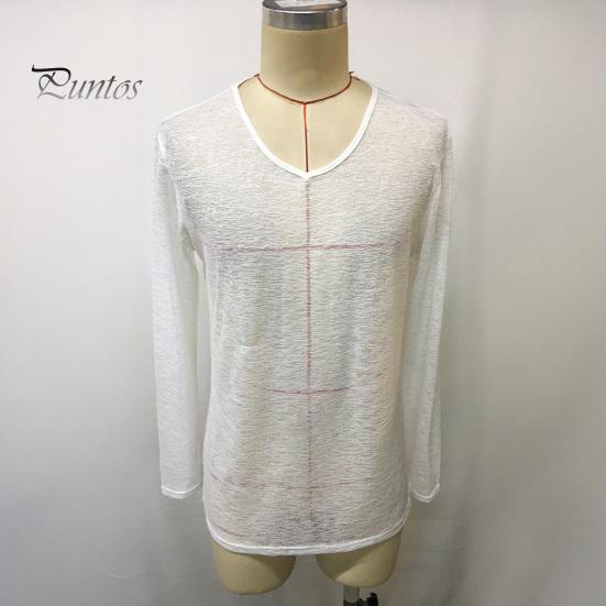 Мужская рубашка, мягкая, дышащая, однотонная, повседневная, с V-образным вырезом и длинным рукавом, свободная, весна-лето, пуловер, топы, повседневная одежда