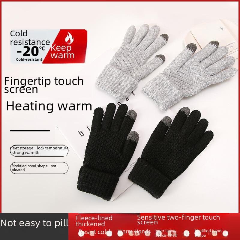 Women's Thick Velvet Winter Touchscreen Gloves - Warm, Cold-Proof Cycling Gloves with Wool Pineapple Pattern for Men and Women.