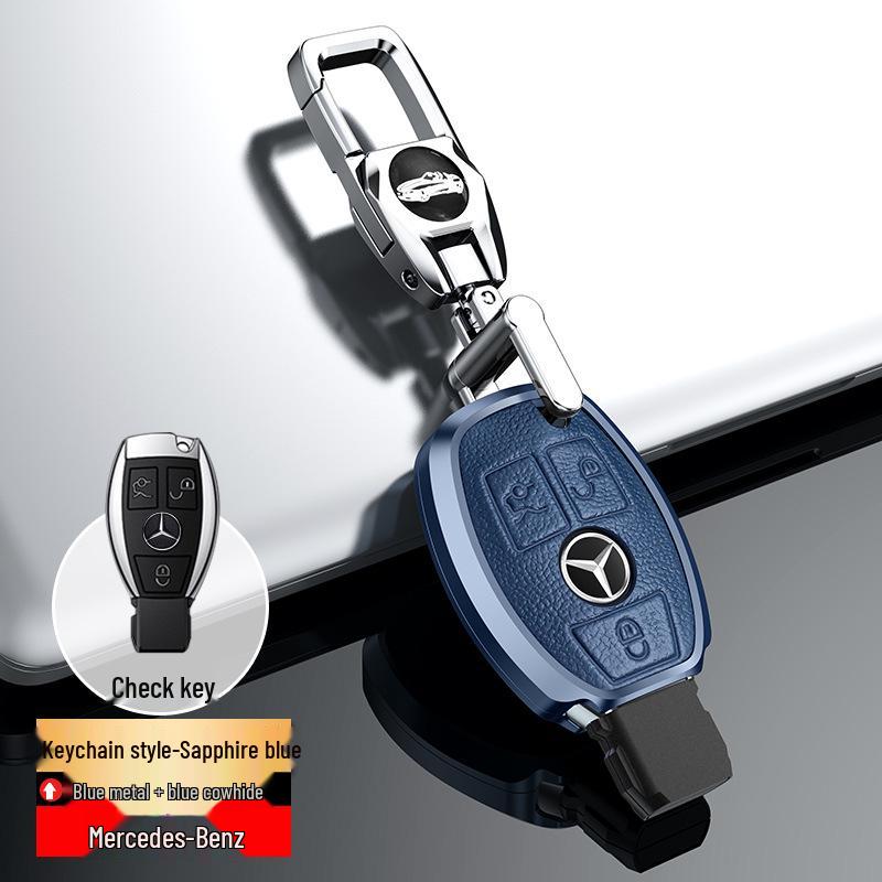 Металлический чехол для ключей из натуральной кожи для Mercedes-Benz C-Class, E-Class, GLC300L, 260L, E300L, E200