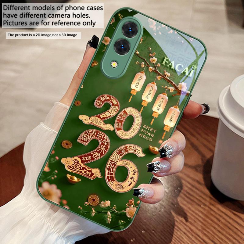 С Новым годом, 2026 Для Samsung S25 S25 Edge S25Ultra S8 9 S10 20 U ltra S21 Pro 22 Plus S23 FE S24 Ultra Стеклянный чехол для телефона