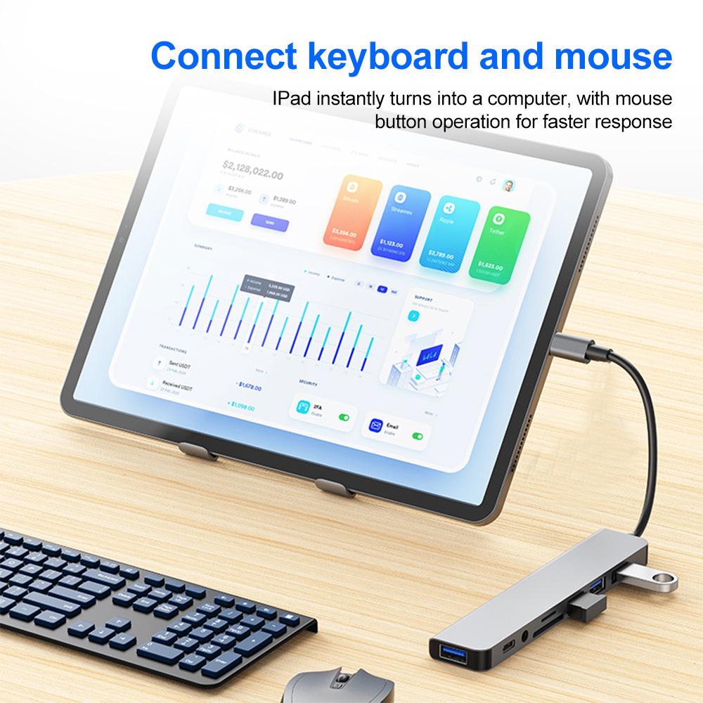 7 в 1 USB 3.0 концентратор USB C концентратор Type C на USB SD TF адаптер 5 Гбит/с высокоскоростная передача данных Type C док-станция для ПК/ноутбуков/MacBook Pro