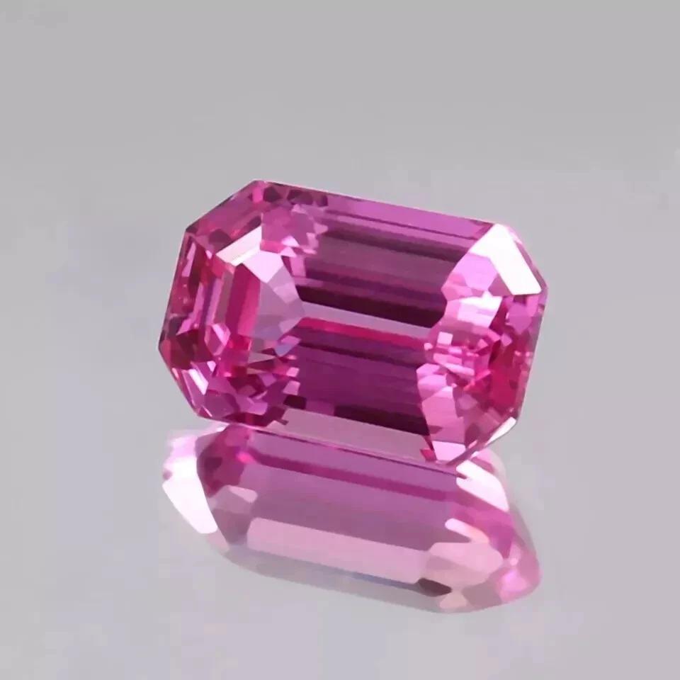 Natural Ceylon Pink Sapphire 10-11 Ct Emerald Cut Certified Stunning Gemstone