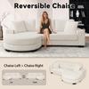 L-Shaped Corner Sofa - 4-Seater, 256.5 x 133.5 x 89 cm, Classic Corduroy, Modular Design with Oval Stool, 2 Cushions Included, Beige