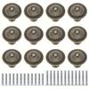 12pcs Vintage Drawer Pull, Round Dresser Pull, 1.02 X 0.87 Inch, for Nightstand, Cabinet, Drawer, Cabinet Pull, Single Hole, with Screws