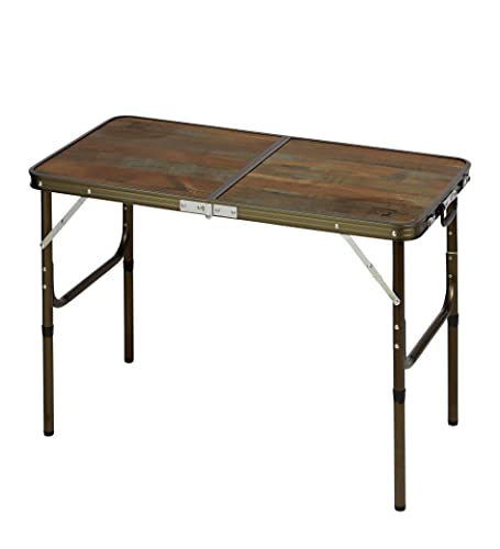 Captain Stag UC-572 Outdoor Folding Table, 90 X 45 Cm, 4 Height Adjustable, Seats 2-4, Aluminum, Bistro Style