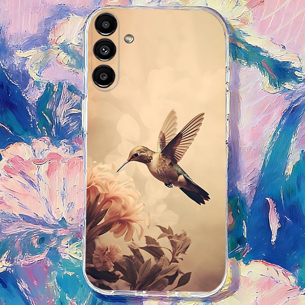 Чехол для телефона с рисунком колибри для Samsung S30, S25, S24, S23, S21, S22, S20, S10, 5G, FE, lite, PIus, Ultra Прозрачная крышка