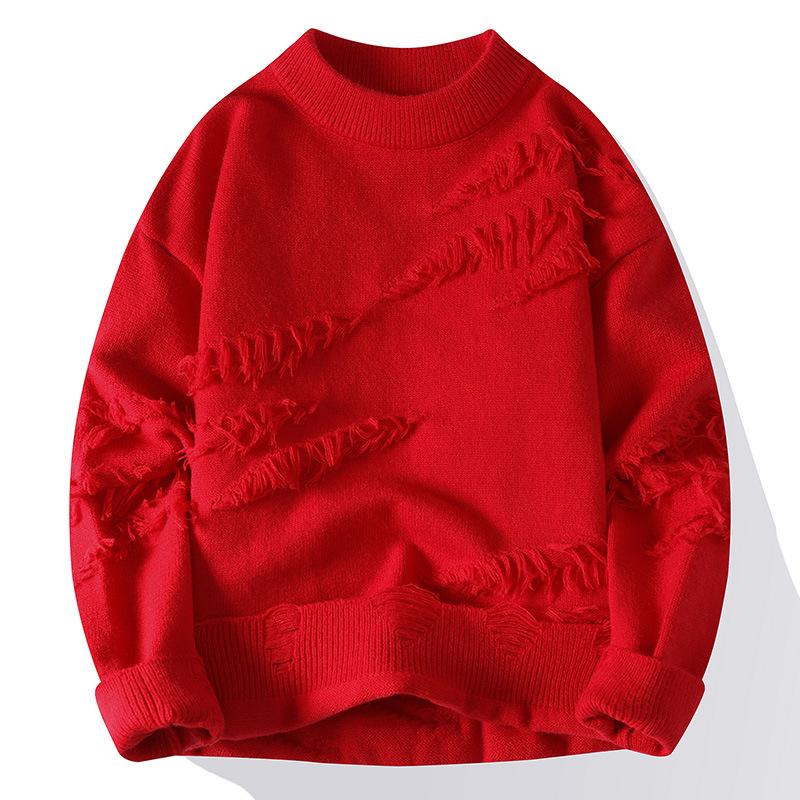 Осенне-зимний мужской утолщенный вязаный свитер свободного кроя, модный теплый свитер для подростков и студентов