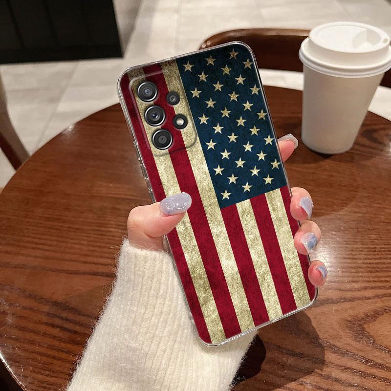 American USA Flag Eagle For Samsung Galaxy A55 Case A54 A52 A53 5G A15 A14 A13 A21S A23 A51 A34 A35 A33 A32 A72 A71 Phone Cover