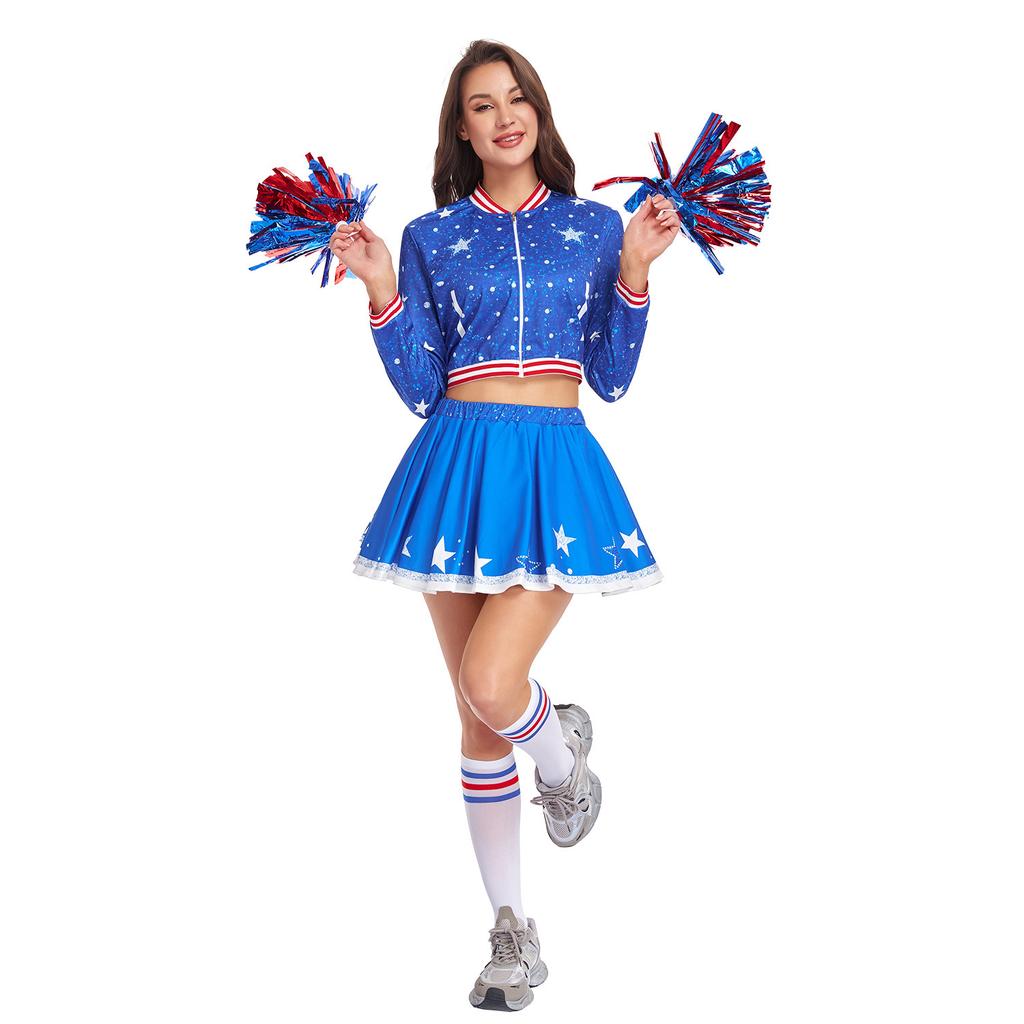 Blue Cheerleaders Women's Cheerleaders Halloween Adult Costume Football Babe Racing Costume Performance Stage Costume