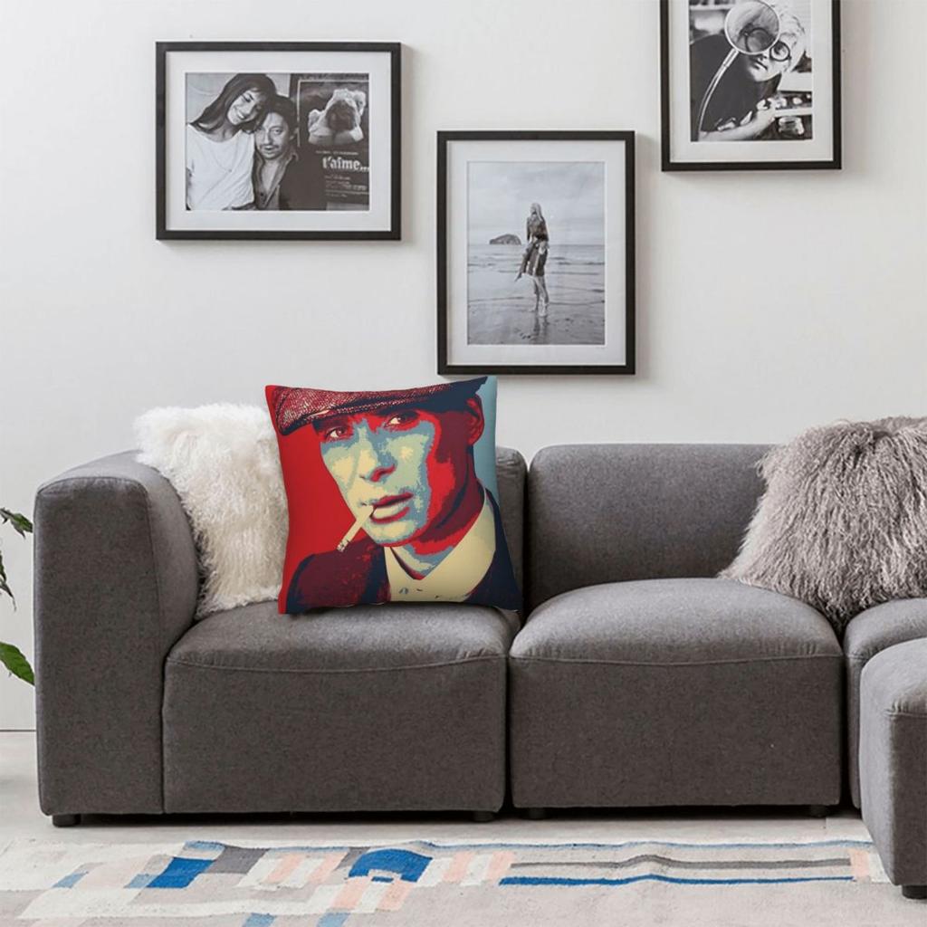 Tommy Shelby Cillian Murphy Square Pillowcase Polyester Linen Velvet Creative Decor Pillow Case Sofa Seater Cushion Cover 45X45