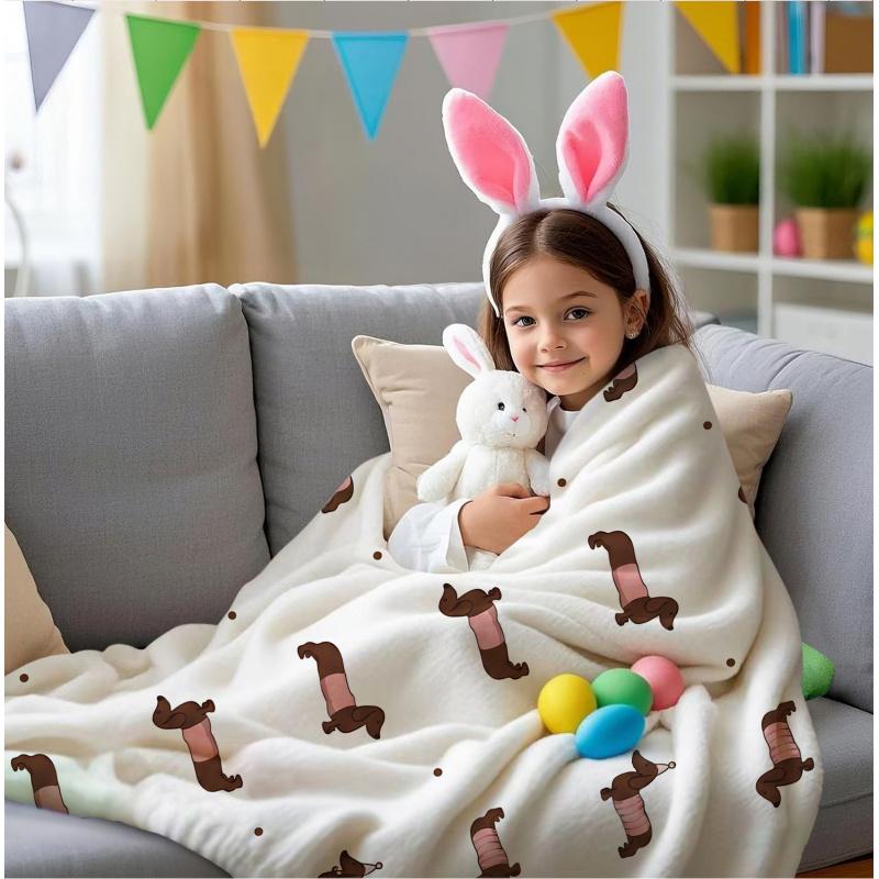 Милое фланелевое одеяло с принтом таксы, Мягкое теплое плед-покрывало, Уютный подарочное одеяло для дивана, кровати, путешествий, Всесезонное использование