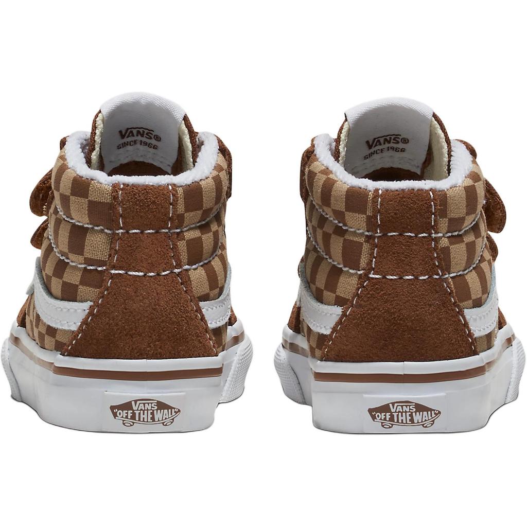 Vans Sk8 Mid Reissue Удобные Универсальные Прочные Полувысокие Прогулочные Кроссовки Детская Обувь Коричневый Белый VN000D0PBF2