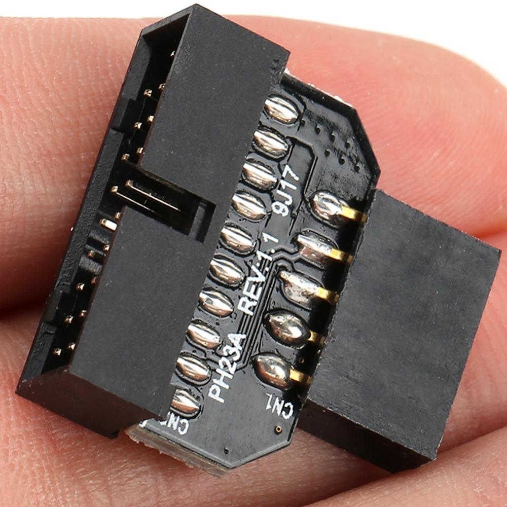 USB 2.0 9-контактный на USB 3.0 19-контактный адаптер разъема материнской платы, PH23A Черный USB 3.0 19-контактный адаптер Разъем материнской платы
