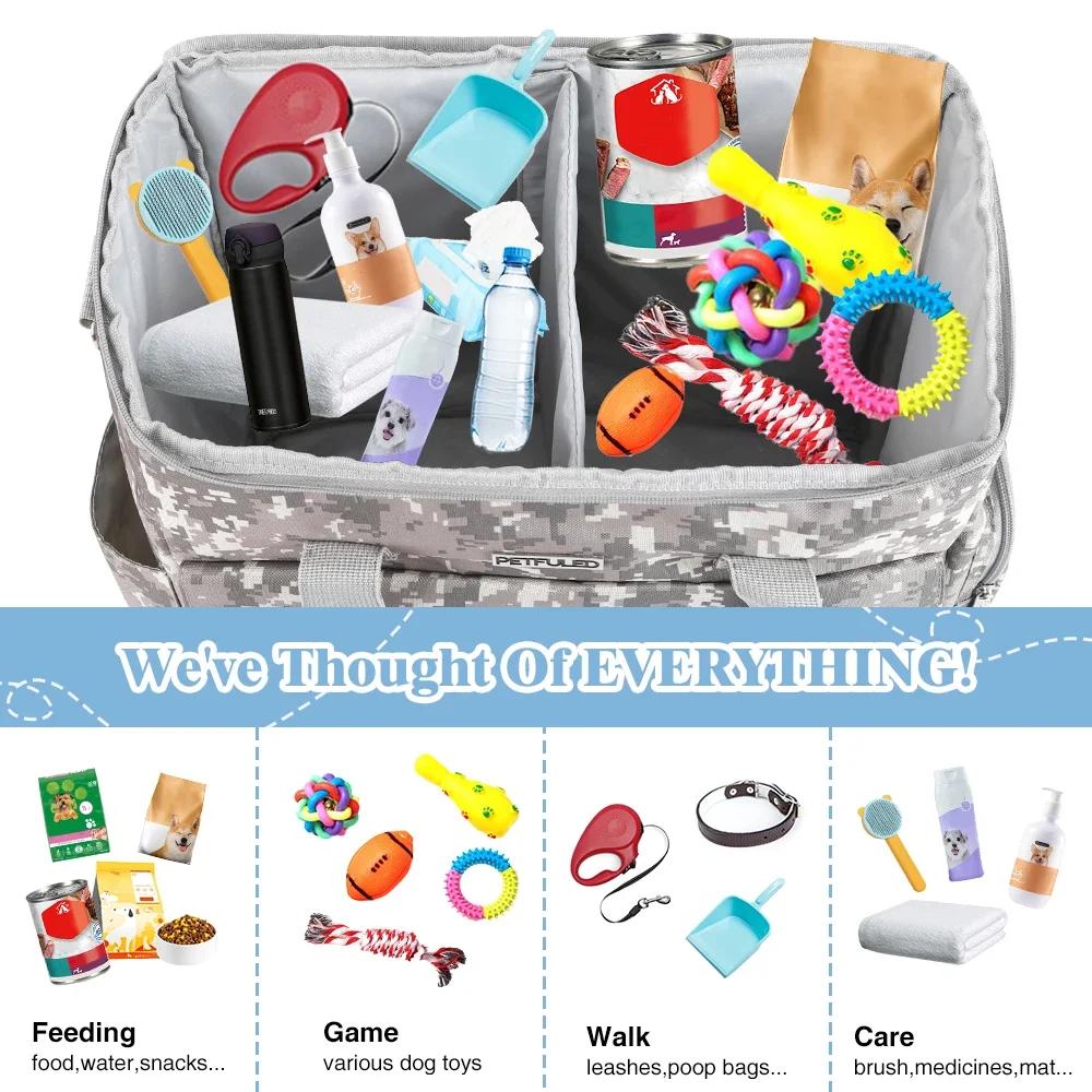 Complete Dog Travel Bag for Supplies, Weekend Pet Travel Kit for Dogs and Cats, Airline Approved Travel Bag