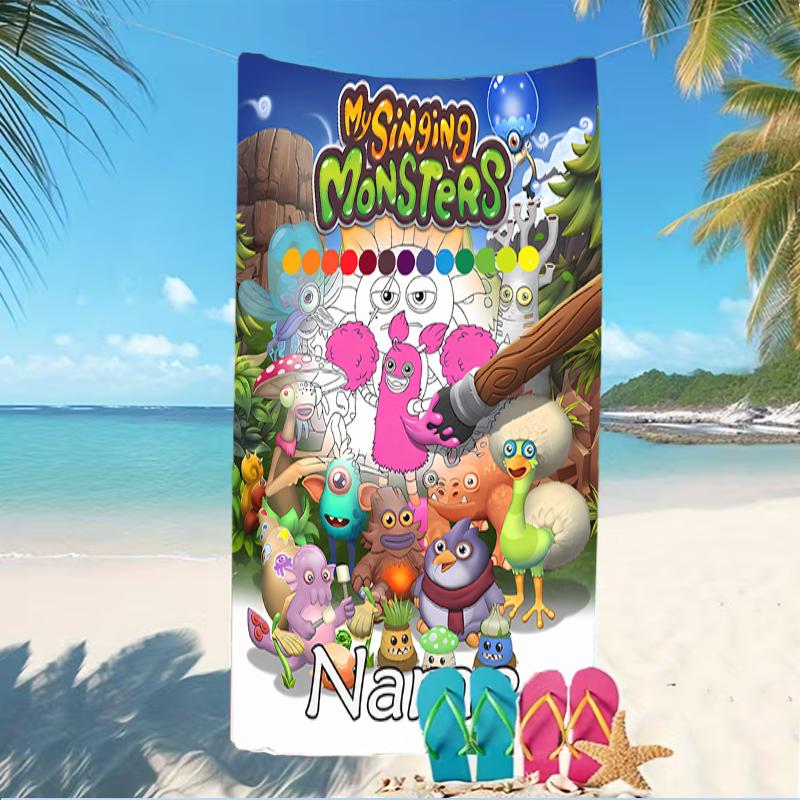 Customizable personalized beach towels My Singing Monsters themed designs.Suitable for the beach, yoga, sports;ideal as beach accessories