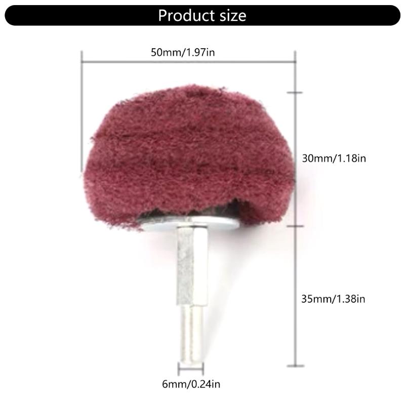 2PCS Nylon Polishing Wheel Mushroom Shape Scouring Pads Practical Alloy Base Polishing Wheel for Grinding Tool