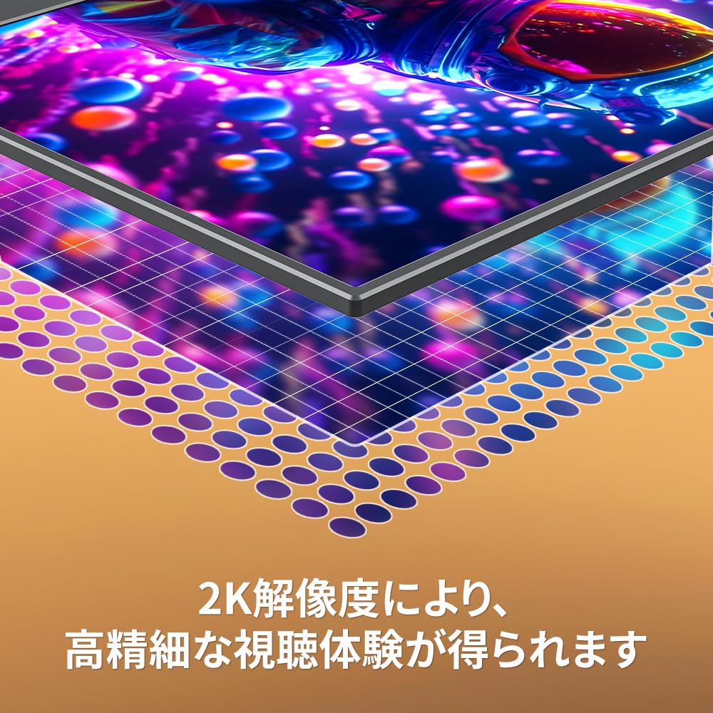 Upperizon Mobile Monitor 14 Inch 2K IPS Panel High Brightness 430nits Lightweight Thin QHD x Portable Stand Cover Included Speaker USB x 2 MiniHDMI x