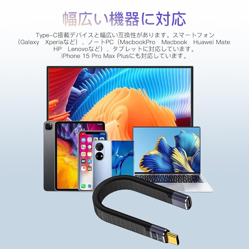 YFFSFDC USB4.0 удлинительный кабель типа C, высокоскоростная передача данных 40 Гбит/с, совместимость с PD, быстрая зарядка 240 Вт/5 А, видеовыход 8K при 60 Гц, USB-C (мужской) в