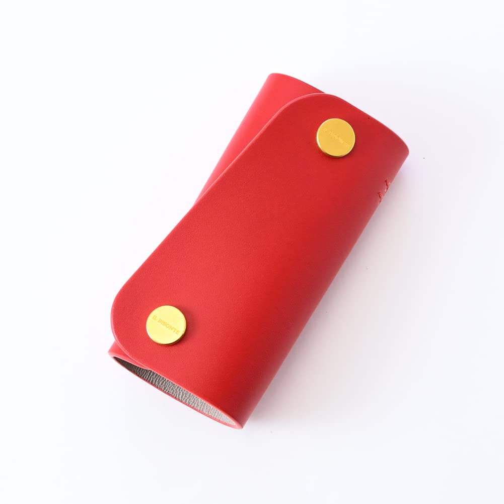 Ilbizonte Key Case 4 Rows Leather SKH115 Red KEY HOLDER ORGANIC VACCHETTA LEATHER PV0039 Castagno Key Ring Key Holder Genuine Leather Trifold Cowhide