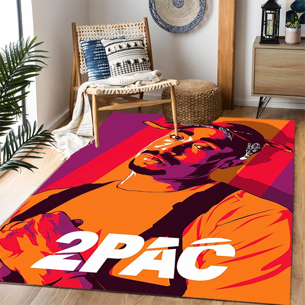 2pac's Iconic Album Cover Themed Anti-Slip Rugs - Polyester Home Decor, Suitable for Bedrooms, Living Rooms, Doorways, Studios, and Decorations