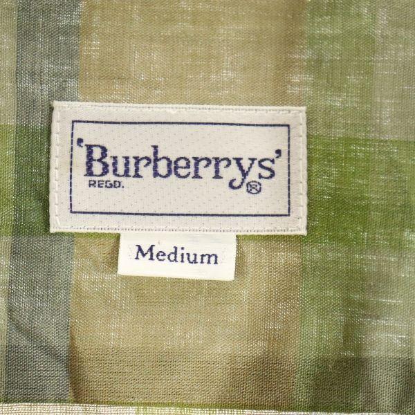 Burberrys 80-е 90-е винтажная клетчатая рубашка с коротким рукавом и воротником-стойкой M мужская б/у