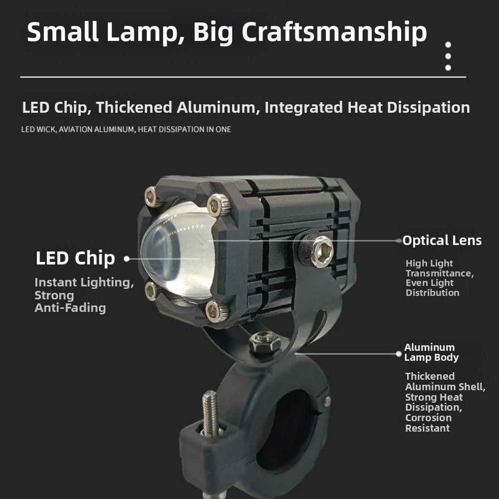 2pcs Waterproof Motorcycle Auxiliary Light White and Yellow Light Motorcycle Spotlight  Driving