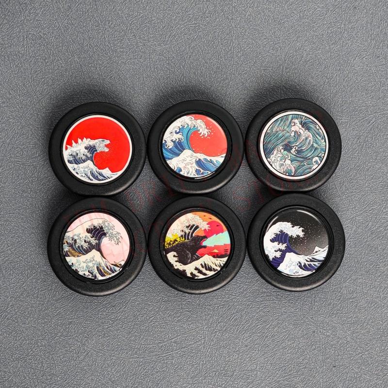 JDM Car Styling Steering Wheel Horn Button Universal Modified Sea Wave Horn Switch Cover Cap