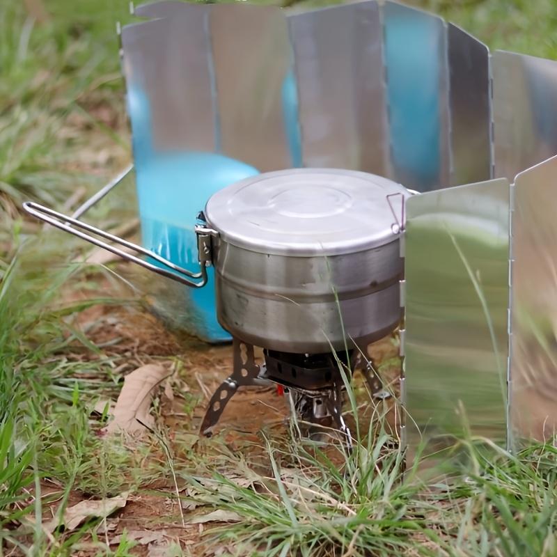 Складной ветрозащитный экран для кемпинга на открытом воздухе, прочный алюминиевый материал, для пеших походов, пикников, кемпинга - незаменимый аксессуар для приготовления пищи на открытом воздухе и пикников