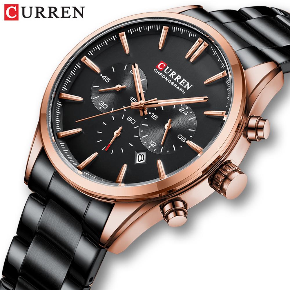 CURREN 8446 Мужские многофункциональные кварцевые спортивные часы на стальном ремешке