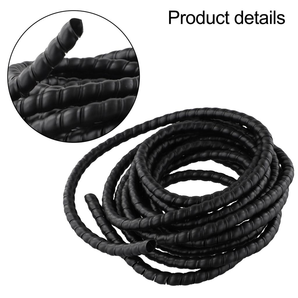 1 шт., черная защита гидравлического шланга/защита кабеля, спиральная рана, 5 м, D-8, 10, 12 мм, новинка