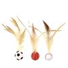 1 Pc/3 Pcs Interactive Feather Ball Toy Mini Bouncy Basketball Soccer Baseball with Feather Pet Training Catcher Toy for Indoor Cats