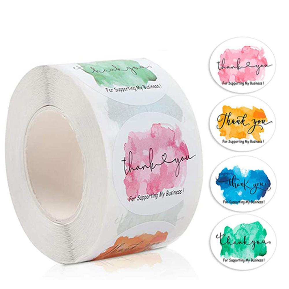 500Pcs/roll THANK YOU Stickers Four Color Business Card Set Customer Business Sealing Sticker Labels Birthday Wedding Gifts Card