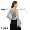 1pc Sparkling Sequin Tassel Shawl, Evening Dress Shawl, Banquet Party Shawl, Glittery Scarf Decoration, Perfect for Potlucks, Festivals, and Party